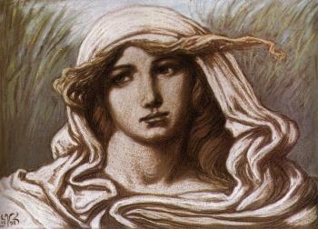 Elihu Vedder : Head of a Young Woman